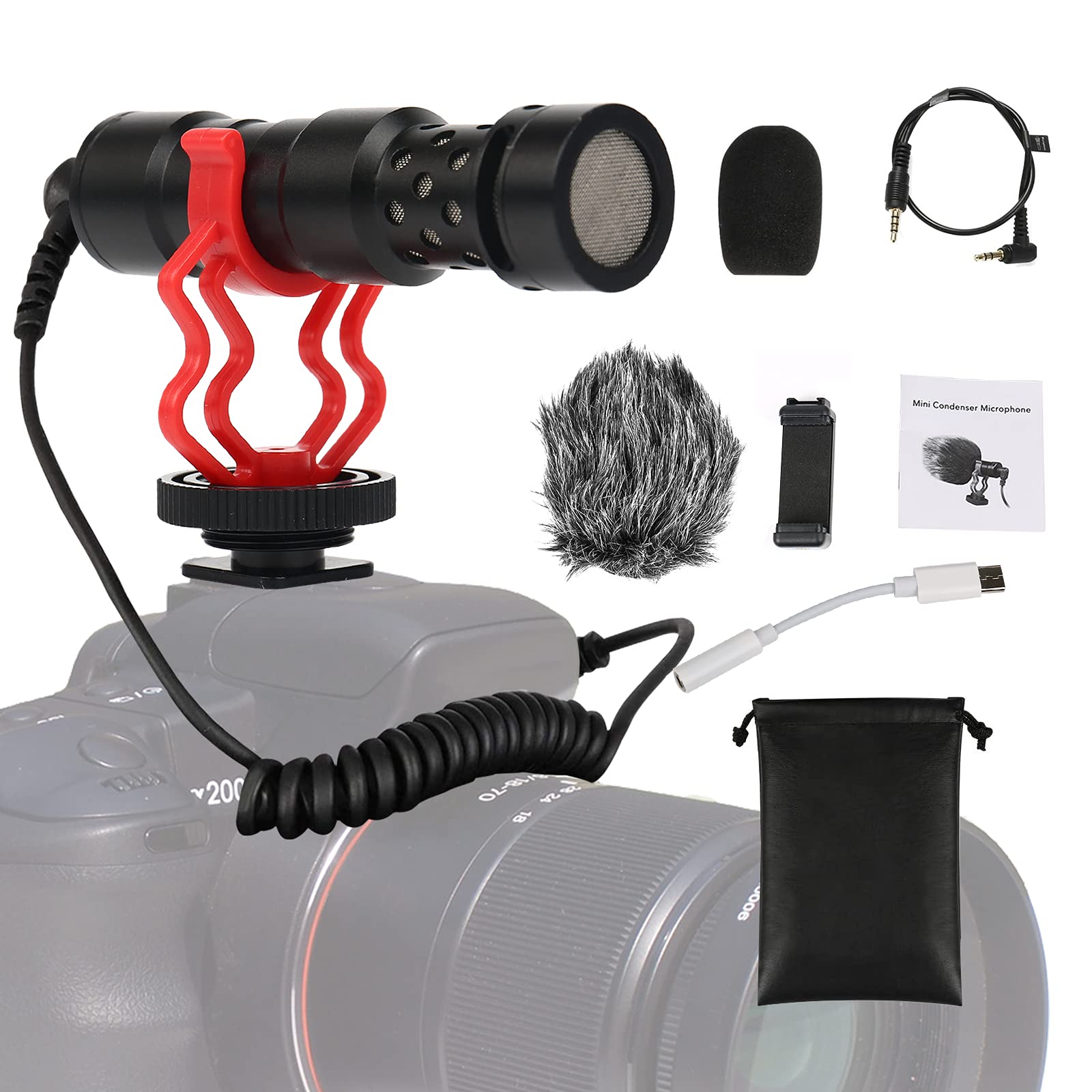 Micrófono de cámara y smartphone con entrada de audio TRS de 3,5 mm 8