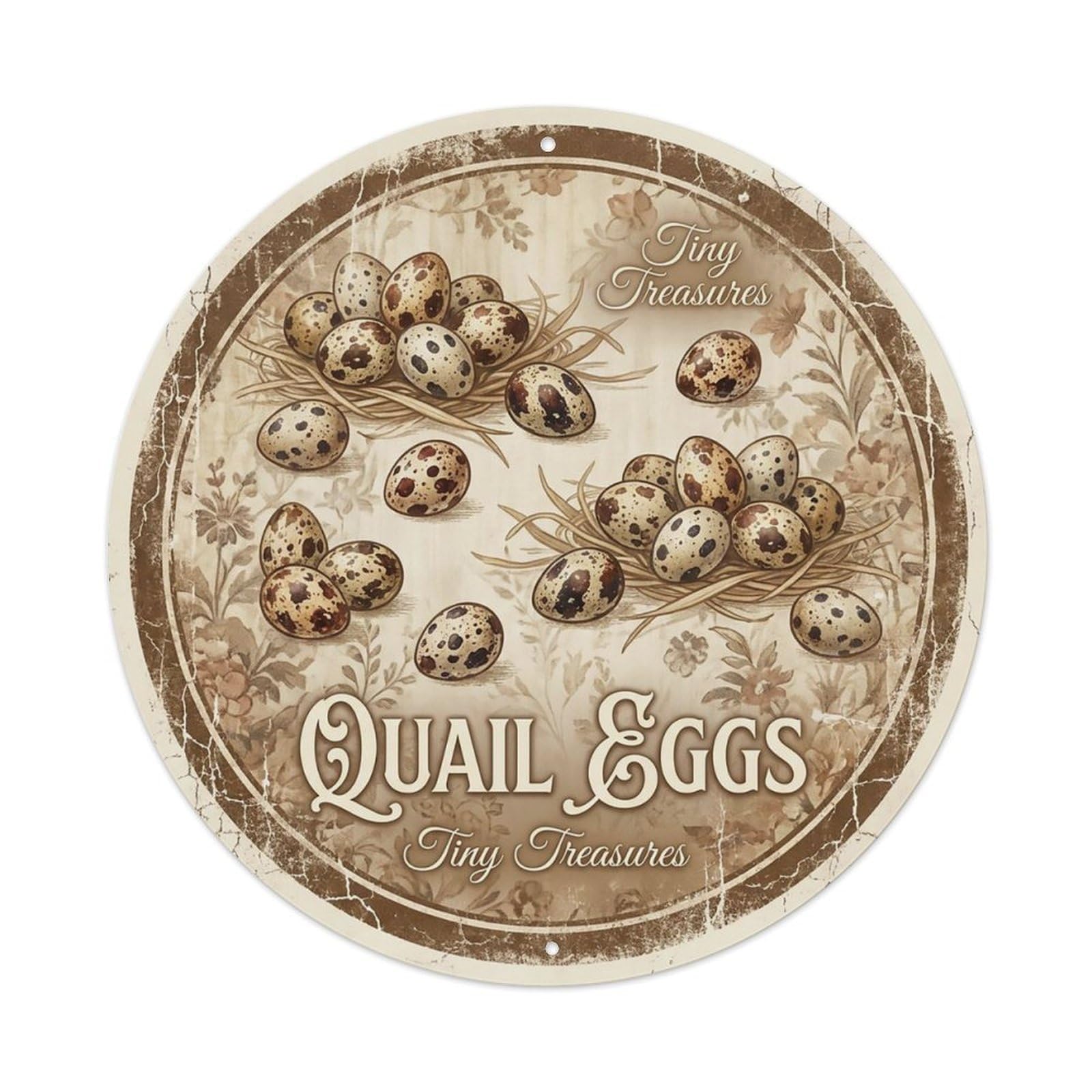 Cxhjca 8X8inch(20X20cm) Vintage Cottagecore Garden Quail Eggs Tiny Spotted Metal Tin Sign