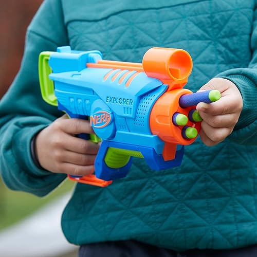 Miniatura 7 de G & F Products Anteojos de seguridad para niños con certificación ANSI Z87.1 EN166 y Nerf Elite Junior Explorer - Pistola de espuma de juguete fácil