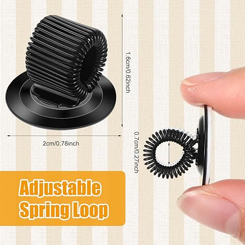 Miniatura 2 de Fulmoon 24 clips para bolígrafos, de acero al manganeso, organizador autoadhesivo para lápices con lazo de resorte ajustable para refrigerador,