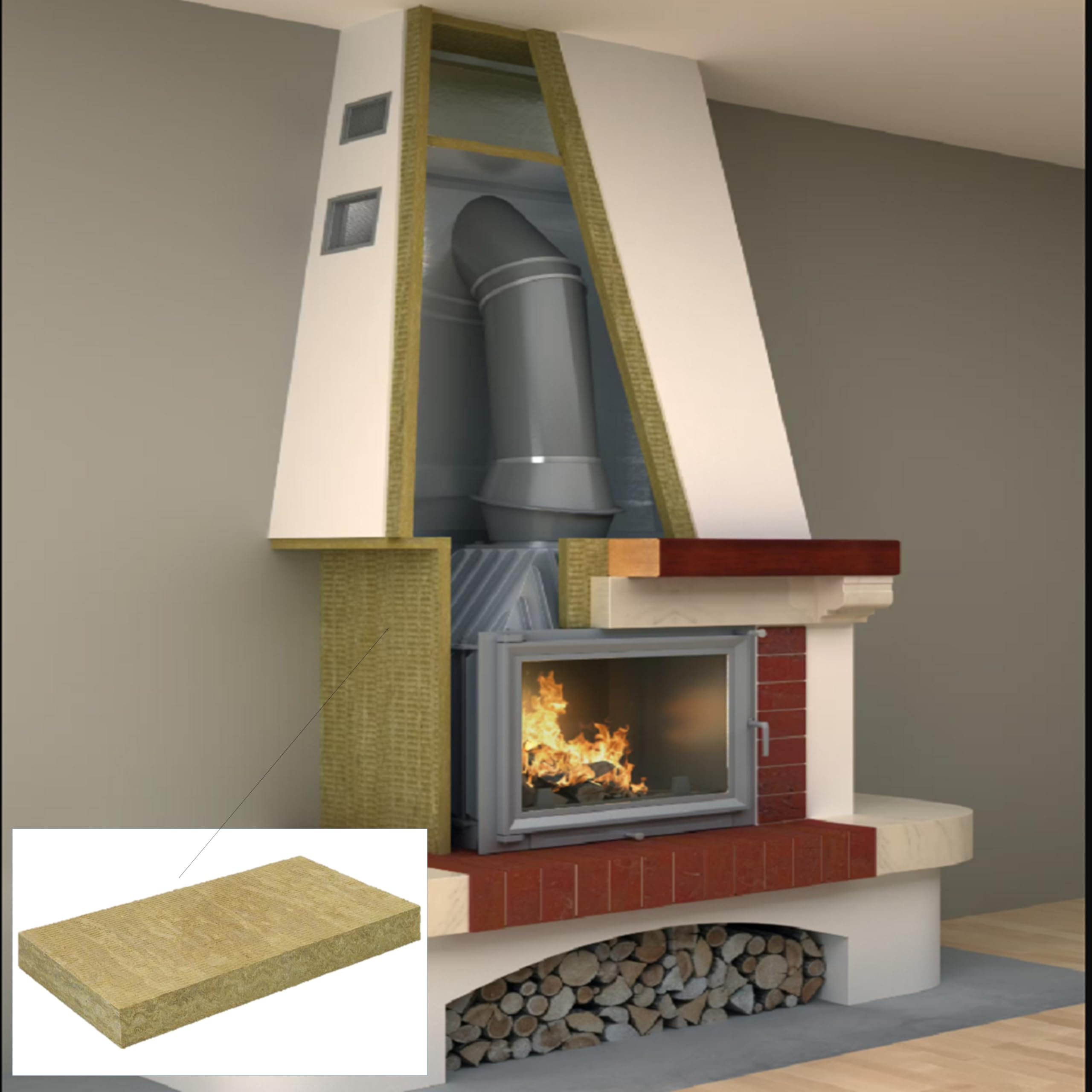 FUTURAZeta Lana di Roccia Isolamento Termico 9 Pannelli Isolanti Termici per Interni Antimuffa con Spessore 40mm, Pannelli Fonoisolanti per Isolamento Acustico, Pannelli 1200 x 600 mm (mq. 6,48)