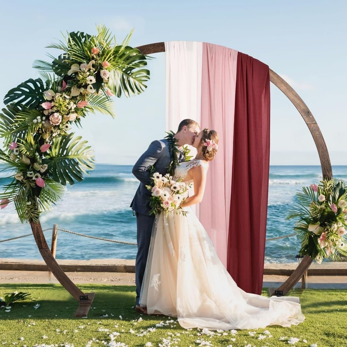 Arcos de Boda al Aire Libre for la Ceremonia,Arco de Boda Redondo,Arco de jardín,Arco de Madera,para la Ceremonia de Boda Fiesta Propuesta Jardín Playa Bosque Decoración