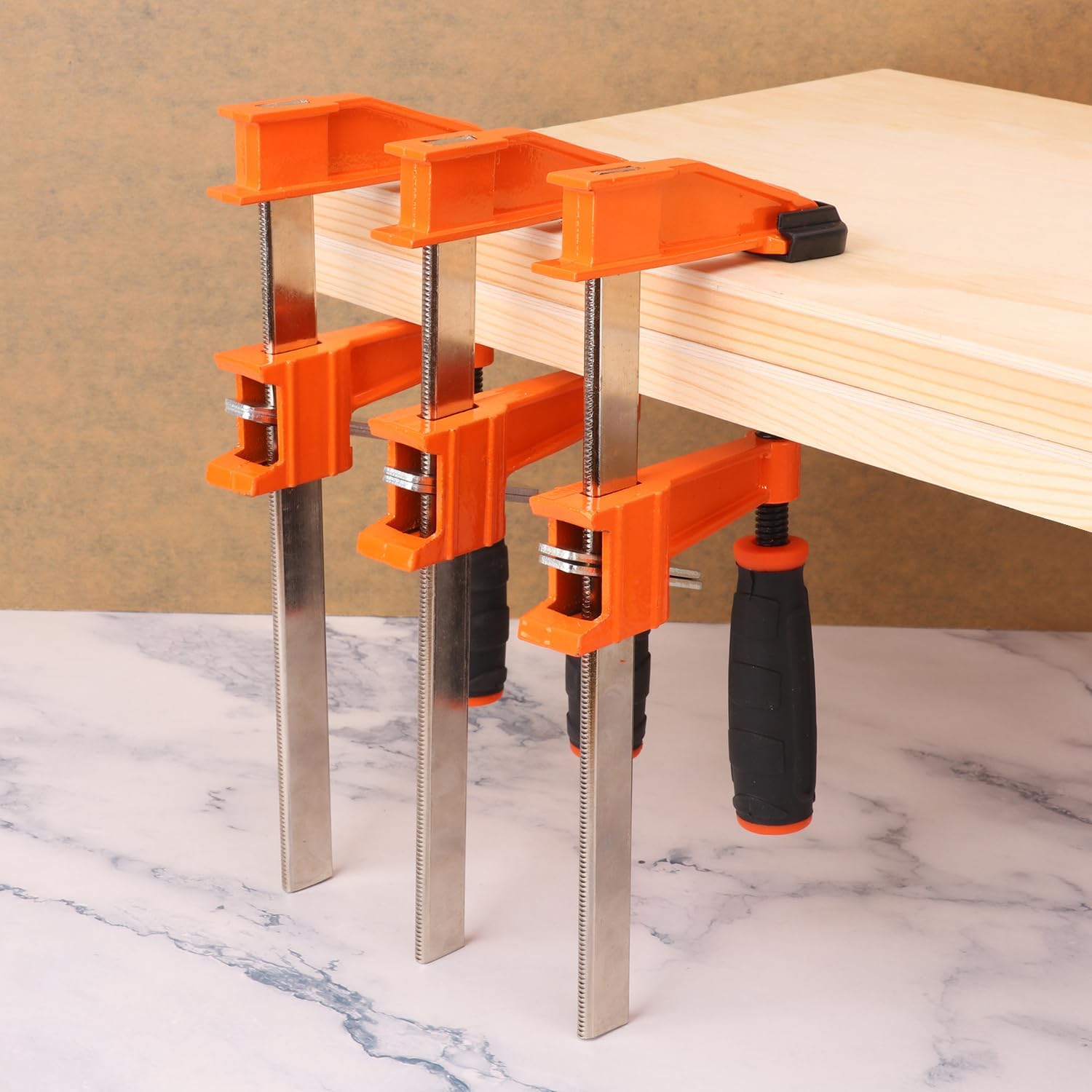 5 Pack 6 Inch Bar Clamp Set - Premium Steel F Clamp, 300 lbs Load Limited Bar Clamps, Medium Duty F-Clamp, Ideal for Woodworking and DIY Projects
