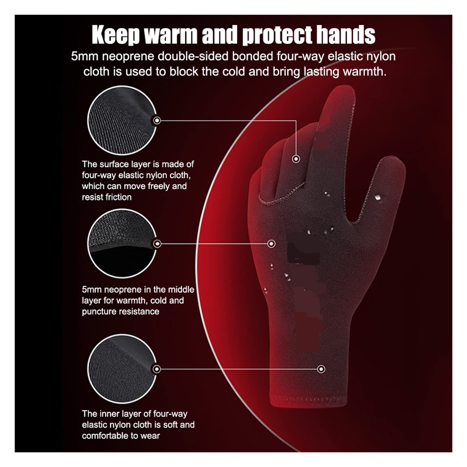 Guantes de Buceo Neopreno for Hombres y Mujeres, Guantes natación subacuáticos Resistentes al Desgaste Antideslizantes, Equipo esnórquel CáLido Y CóModo