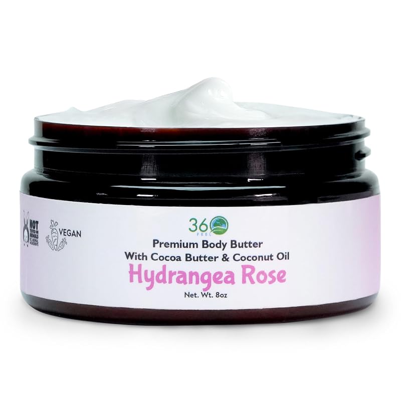 Manteiga corporal Hydrangea Rose 360Feel com manteiga de karité e óleos essenciais, 227 g