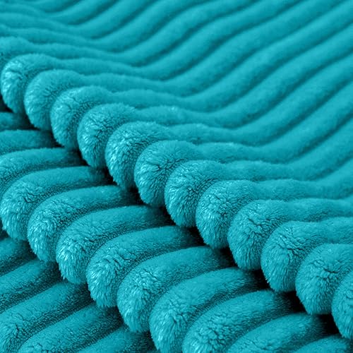 Vista 482 de Vessia Manta de franela de forro polar, 300GSM, acogedora manta a rayas verde salvia para sofá, cama y sofá, cálida y suave, acogedora manta