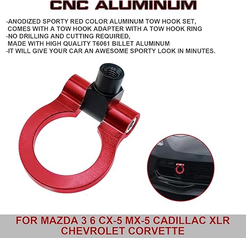 Miniatura 4 de x xotic tech Sport Track Racing Style CNC Aluminio atornillado gancho de remolque parachoques delantero compatible con Mazda 3 6 CX-5 MX-5 o