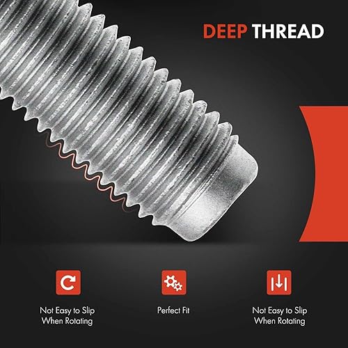 Miniatura 6 de A-Premium 4 pernos de rueda M12x1.50 y 1.299 in de largo dentados compatibles con Chevrolet Aveo Aveo5 Beat Spark Pontiac G3 Wave Wave5