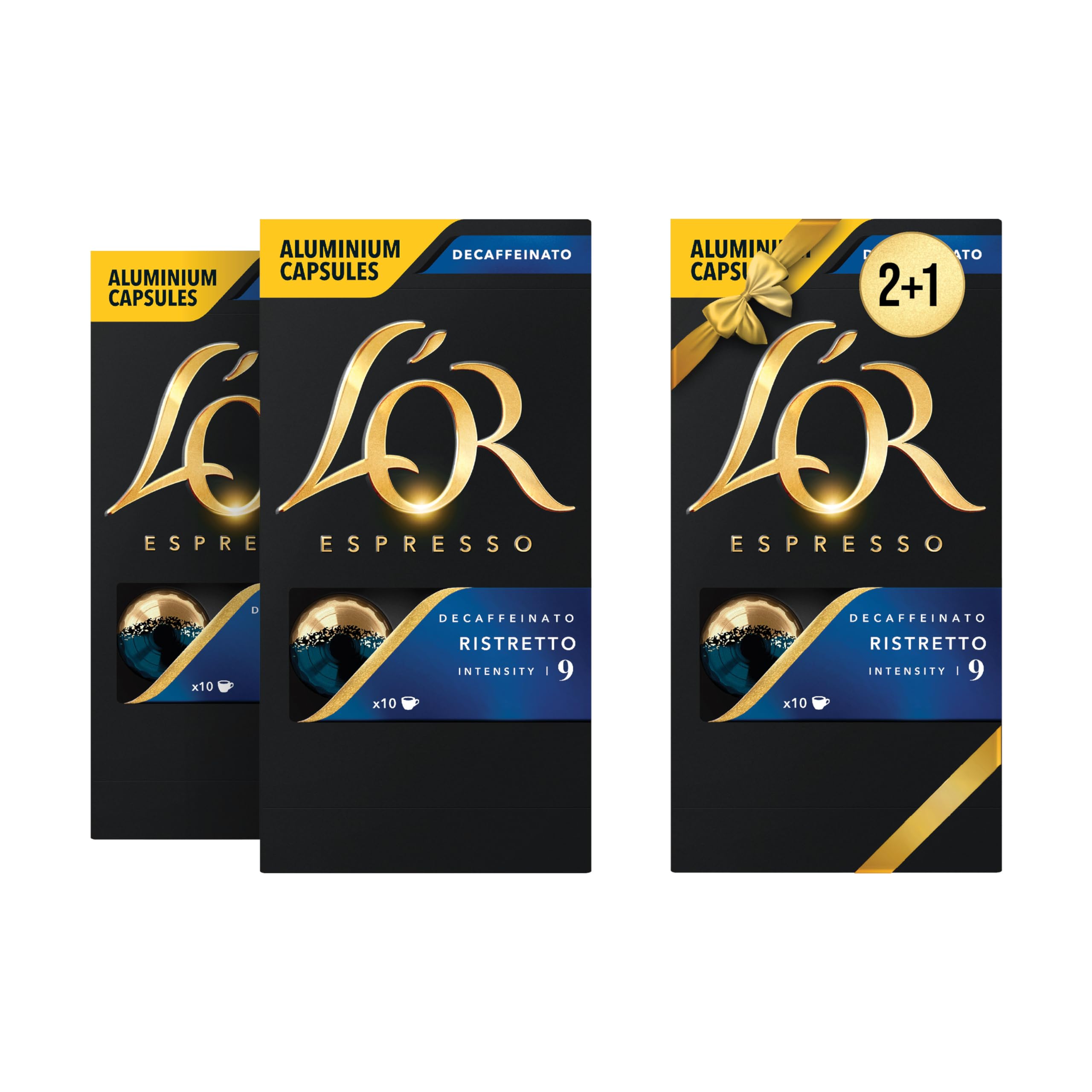 L'OREspresso Ristretto Decaffeinato Intensity 9 Coffee Capsules Pack of 2+1