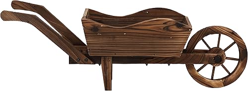 Miniatura 8 de Sunnydaze - Maceta decorativa de madera para carretilla para exteriores, para uso en interiores o exteriores, 35 pulgadas de ancho x 10.25 pulgadas
