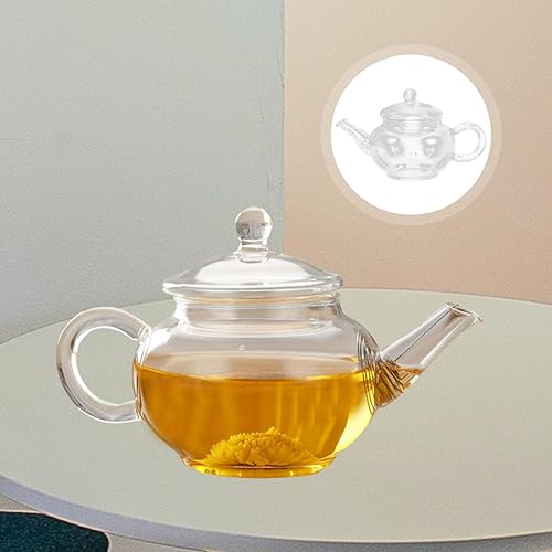 Miniatura 2 de Luxshiny Ollas de té de vidrio para estufa, tetera transparente, para estufa, segura, pequeña floración y hojas sueltas, jarra de té de flores,