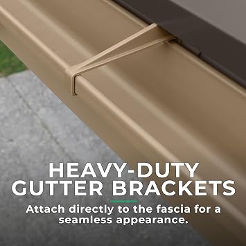 Yardistry 12 x 20 Meridian Gazebo Rain Gutters, Complete Gutter System with 4 Down Spouts for Meridian Gazebo