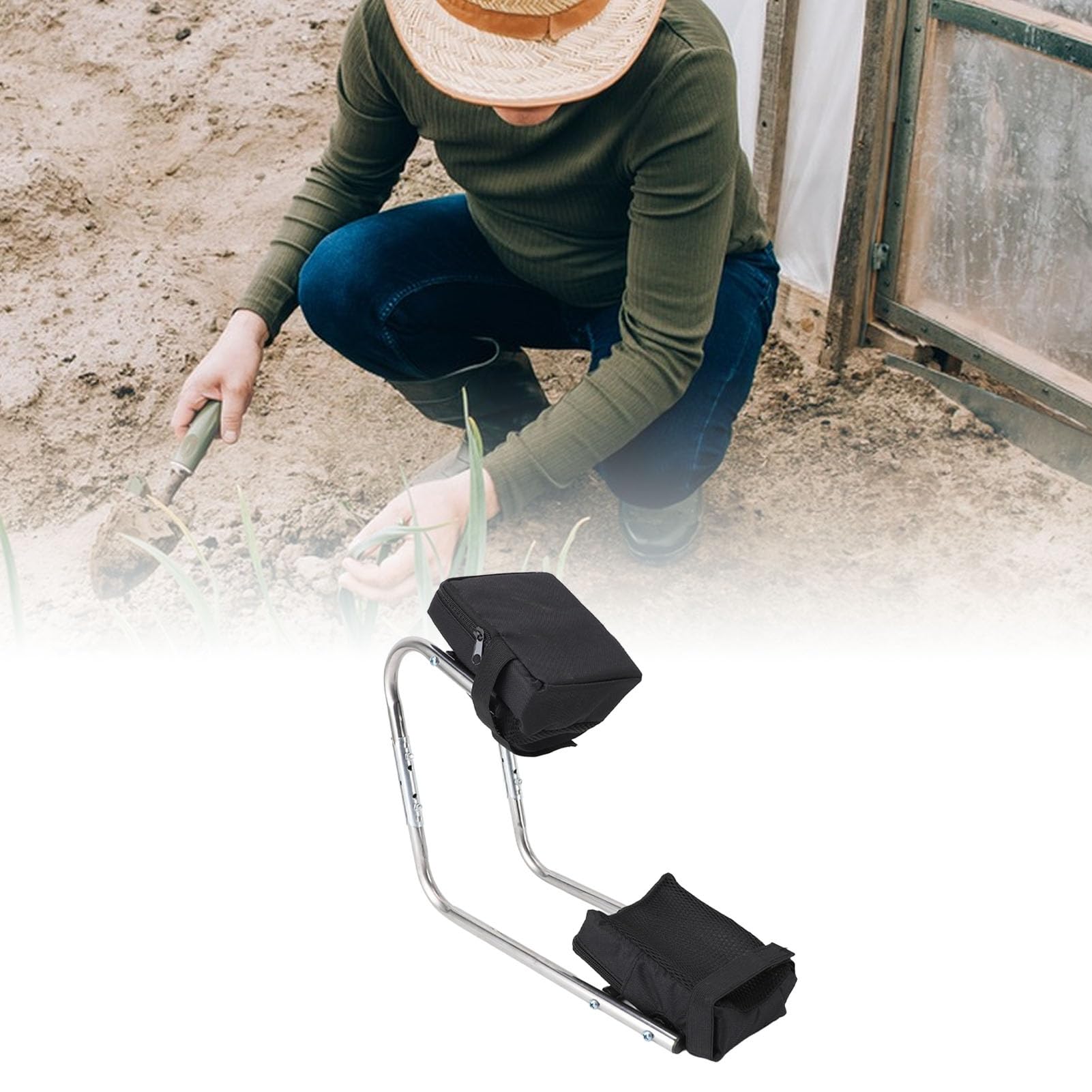 Bediffer Rodillera de Acero Inoxidable para Asiento de Rodilla, Rodillera de Jardín Multiusos para Agricultura, Reduce la Presión de la Rodilla para Trabajos de Jardín Al Aire Libre, Adecuada para