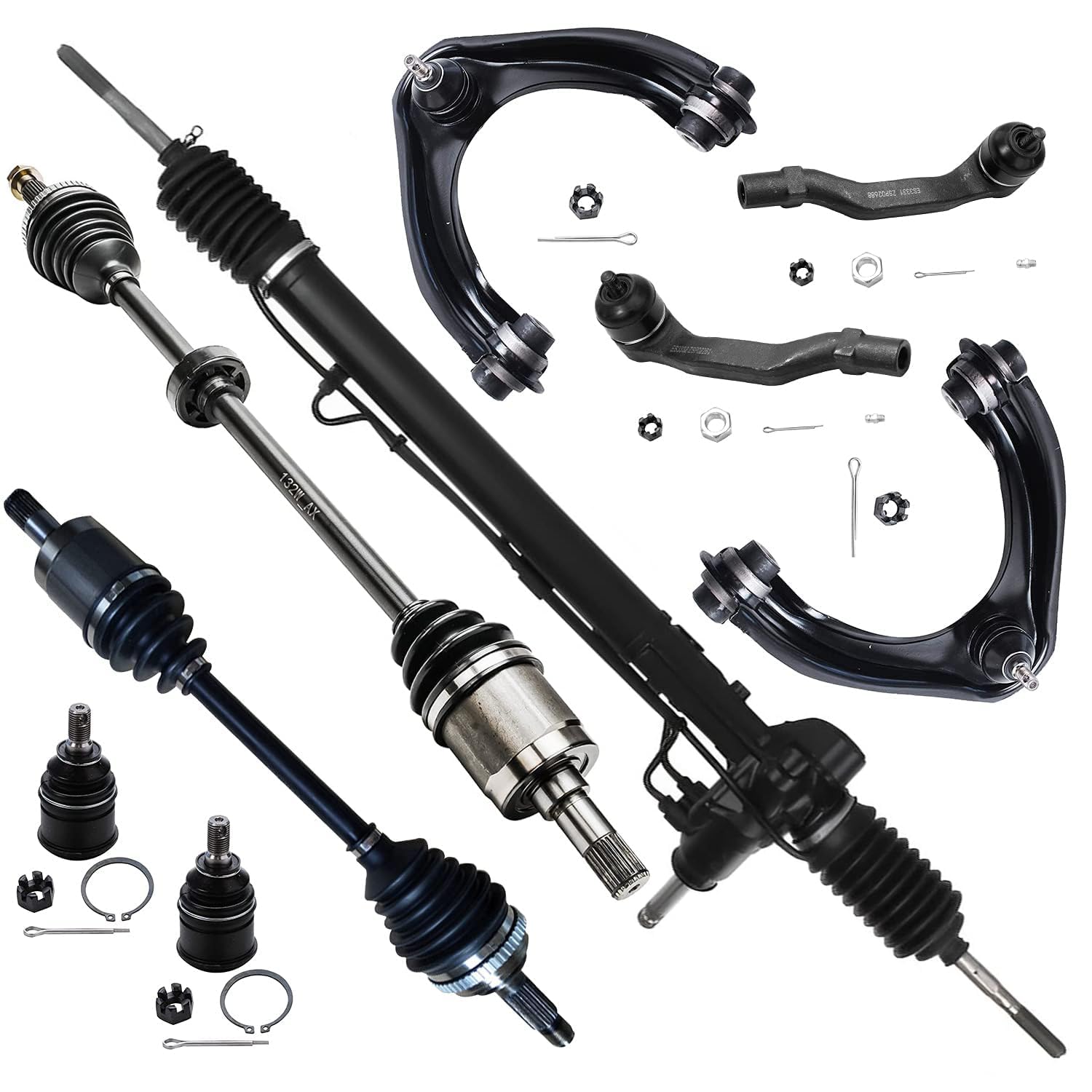 Detroit Axle - 9pc Front Rack Pinion Kit Replacement for 96-00 Honda Civic