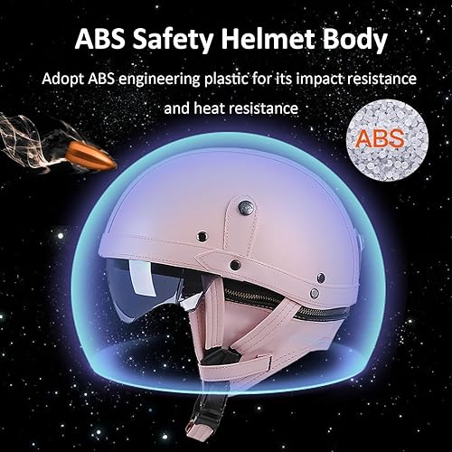 Miniatura 2 de Casco de motocicleta retro alemán de cuero de estilo medio casco de media cara,aprobado por DOT Casco de motocicleta Vintage de cara abierta, con