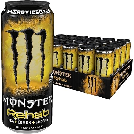 Monster Energy Flavour Rehab Lemonade Mit Tee Extrakten Lemon Geschmack Ohne Kohlensaure 2in1 Energie Getrank Eistee Energy Drink Palette Einweg Dose 24 X 500 Ml Amazon De Lebensmittel Getranke