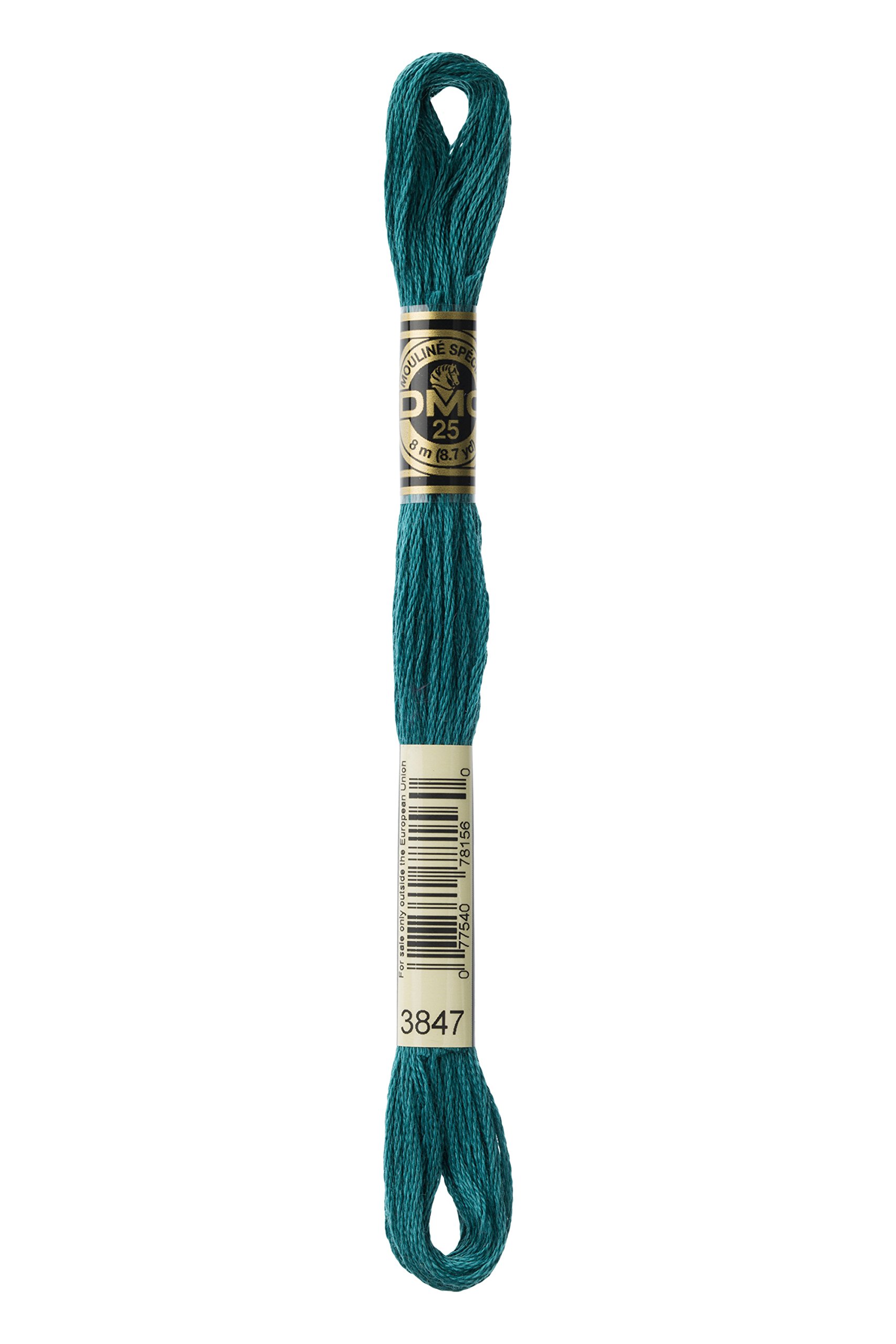 DMC117-3847 Mouline Stranded Cotton Six Strand Embroidery Floss Thread, Dark Teal Green, 8.7-Yard