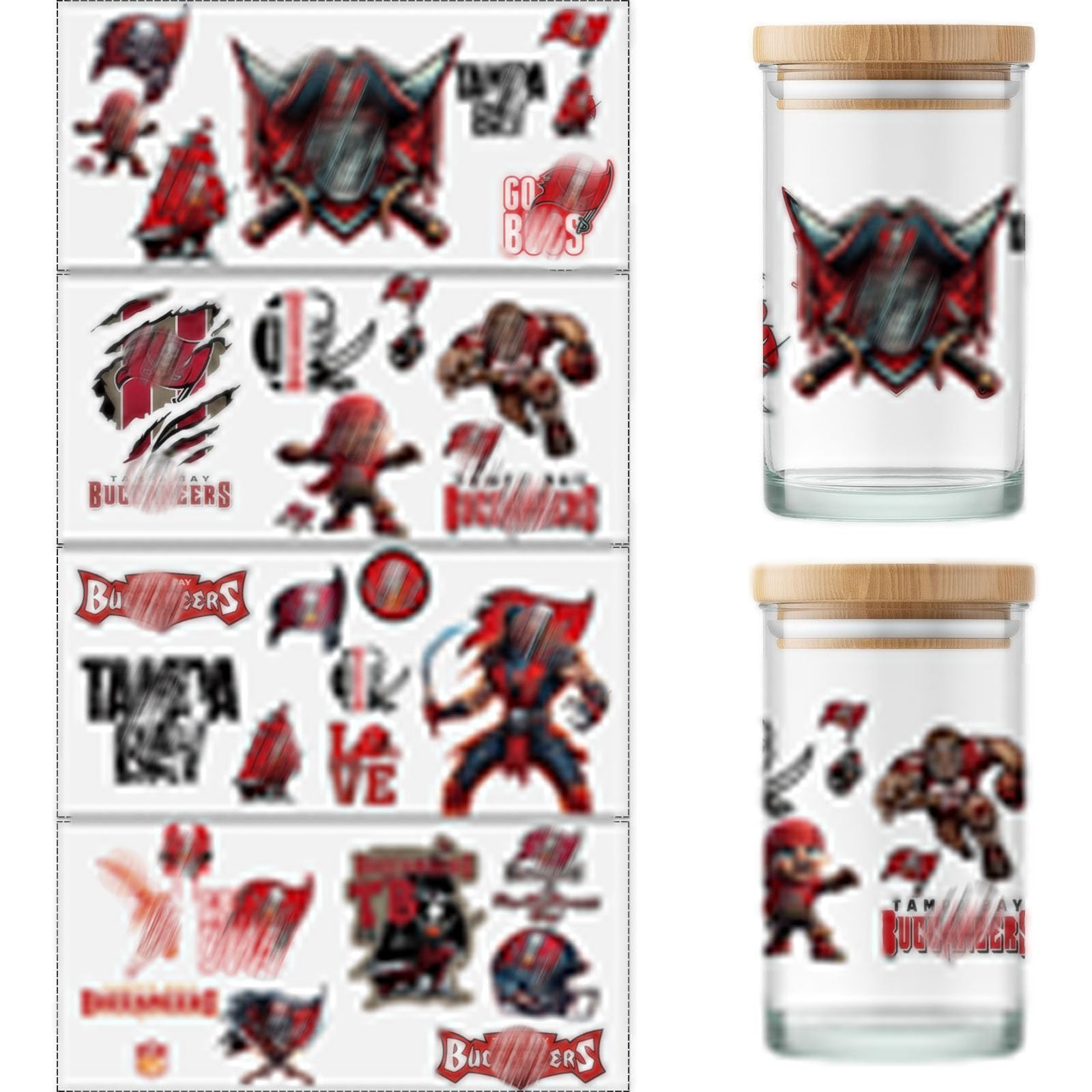 4 Sheet UV DTF Cup Wraps for 16 Oz Tumblers American Football Decals (08)