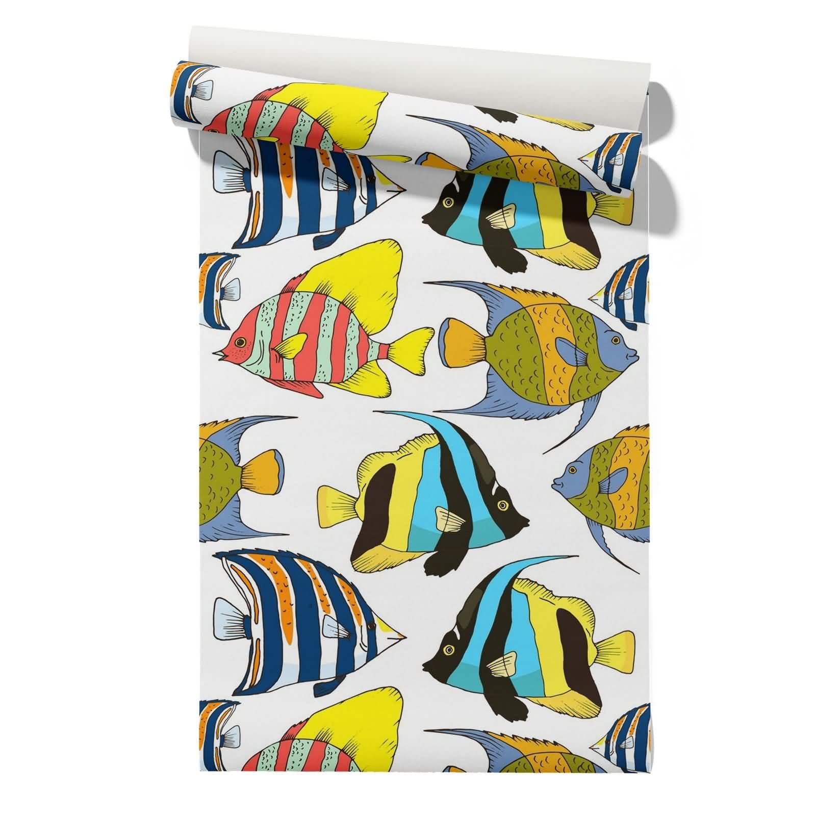 Cevan Style 8 Wallpaper Living Room Feature Covering For Rough Walls Fish Cute Cartoon Coverings Self Adhesive Modern Wall Decoration Wallpaper 45X300cm
