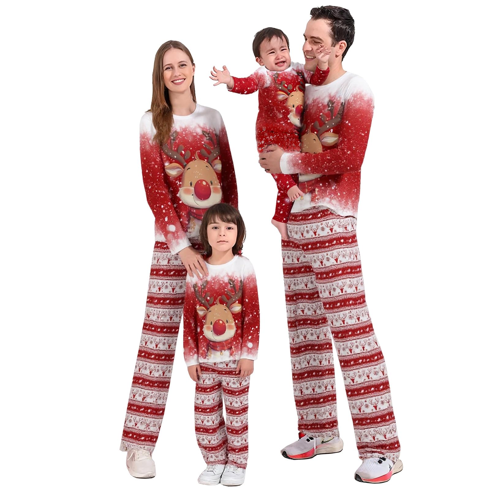 WUDEUI Family Matching Christmas Pajamas Set, Long Sleeve Pjs Nightwear, Xmas Holiday Loun...