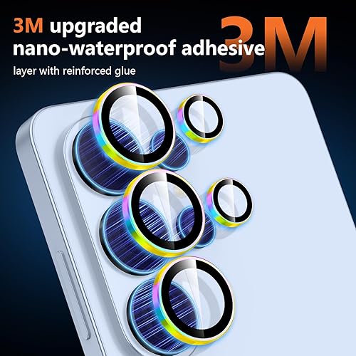 Vista 653 de para Samsung Galaxy Z Flip 7 Protector de Lente de Cámara, Cubierta de Lente de Vidrio Templado con Anillo de Metal Individual, [Fuerte Adhesión] 1