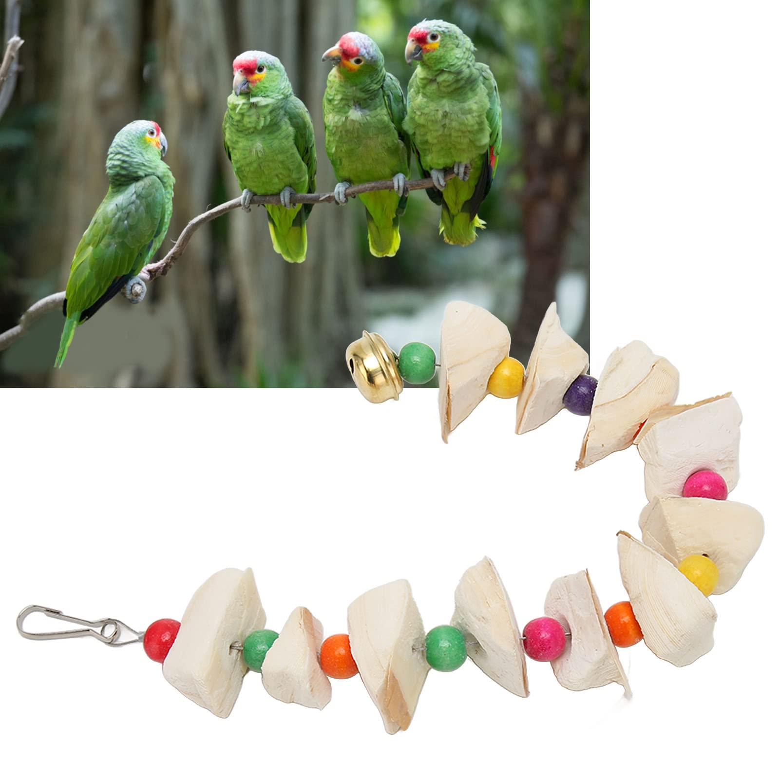 Juguete para Masticar Hueso de Sepia para Pájaros, Coloridos Juguetes para Masticar Pájaros Resistencia a Las Mordeduras Suplemento de Calcio Alivio de la Ansiedad con Campanas para (SG)