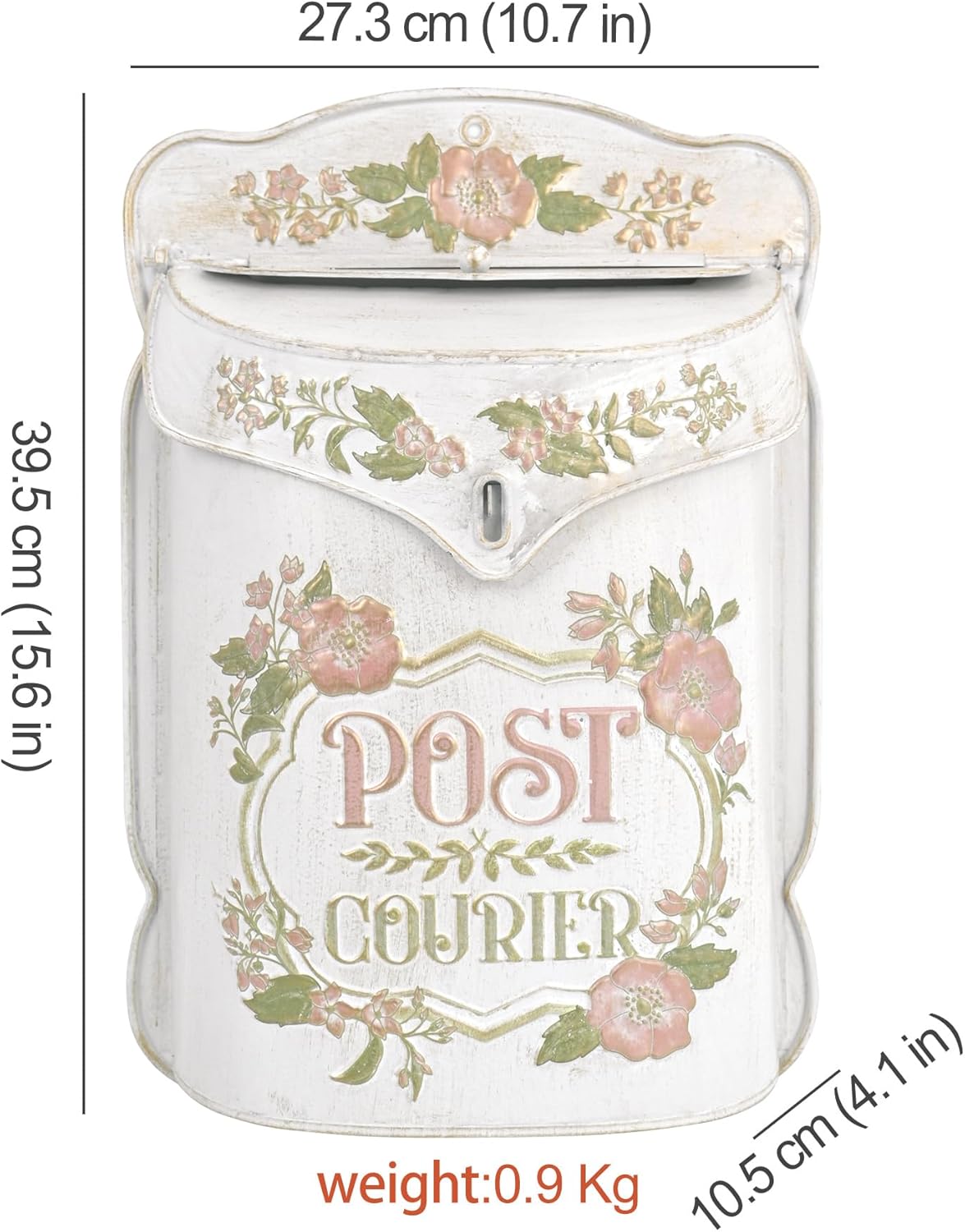 BIG FORTUNE Wall Mount Mailbox for House Outside Vintage Metal Door Mailbox Antique Style Nostalgic Charm Home Decor Garden Vintage English Cottage Decor Flower Patter