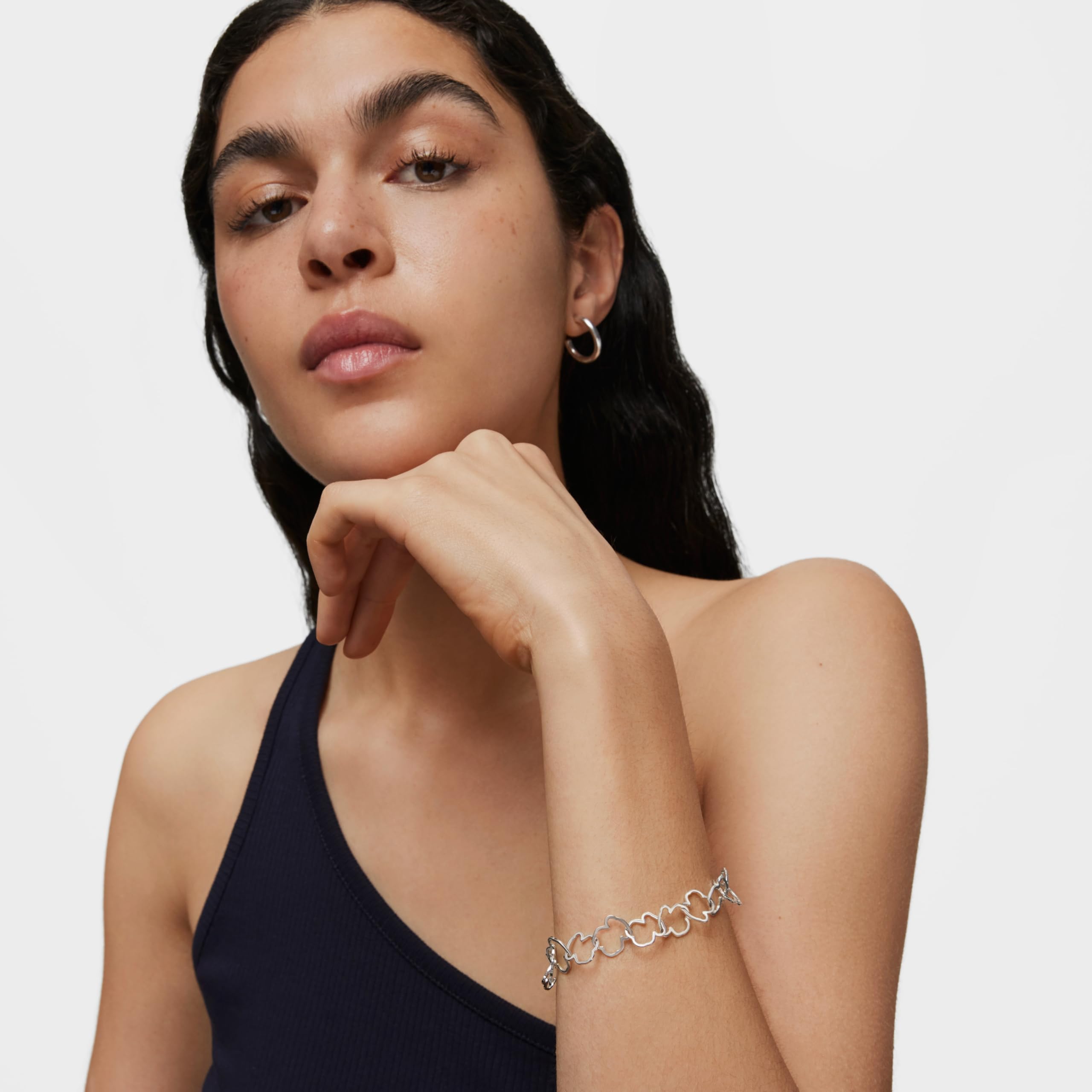 TOUS Bracciale da donna in argento sterling con motivo orsi a giostra 1,25 cm, lunghezza 19 cm, classico ed elegante, collezione carosello, 19 cm, Argento sterling