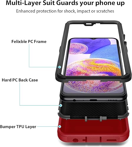 Miniatura 10 de Jiunai Funda para Samsung A23, a prueba de golpes protección resistente resistente y resistente de doble capa con borde elevado para exteriores,