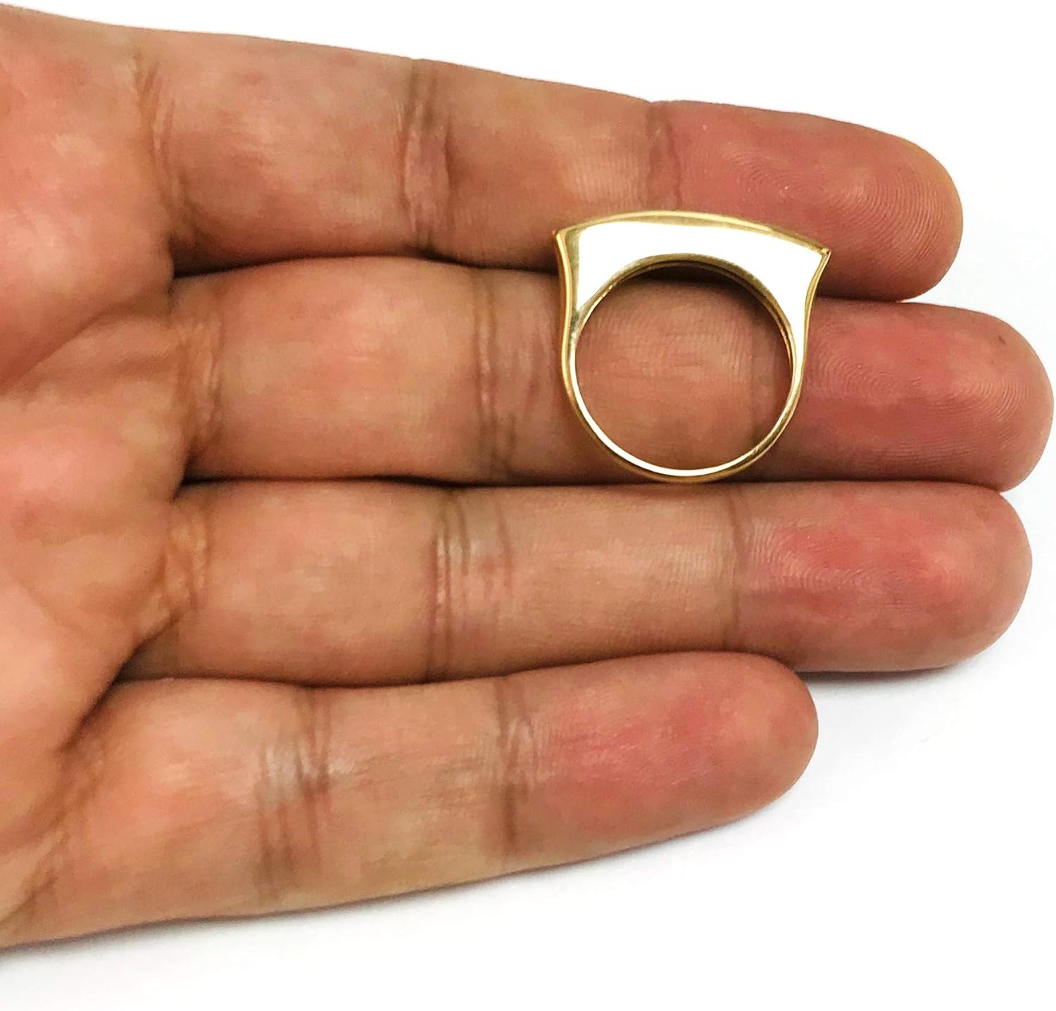 14k Yellow Gold Square Bar Ring, Size 7 - Image 5