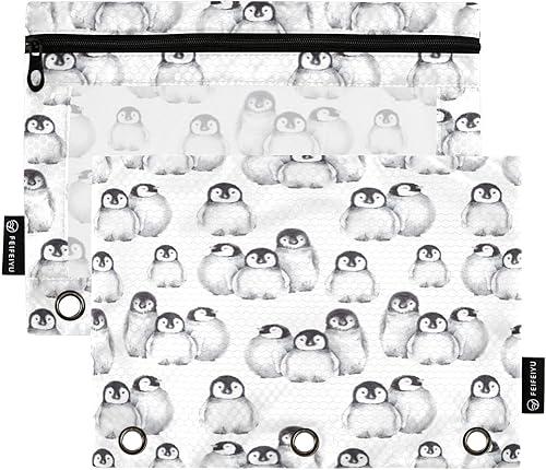 Estuche para carpeta, bonita carpeta de archivos de pingüino de acuarela, bolsa resistente para carpetas de 3 anillas, soporte para recuerdos de