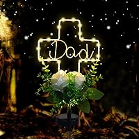 Vista 11 de Lmtocs Decoraciones de tumbas solares con cruz para un ser querido en el cementerio, regalos conmemorativos de condolencias por la pérdida de un ser