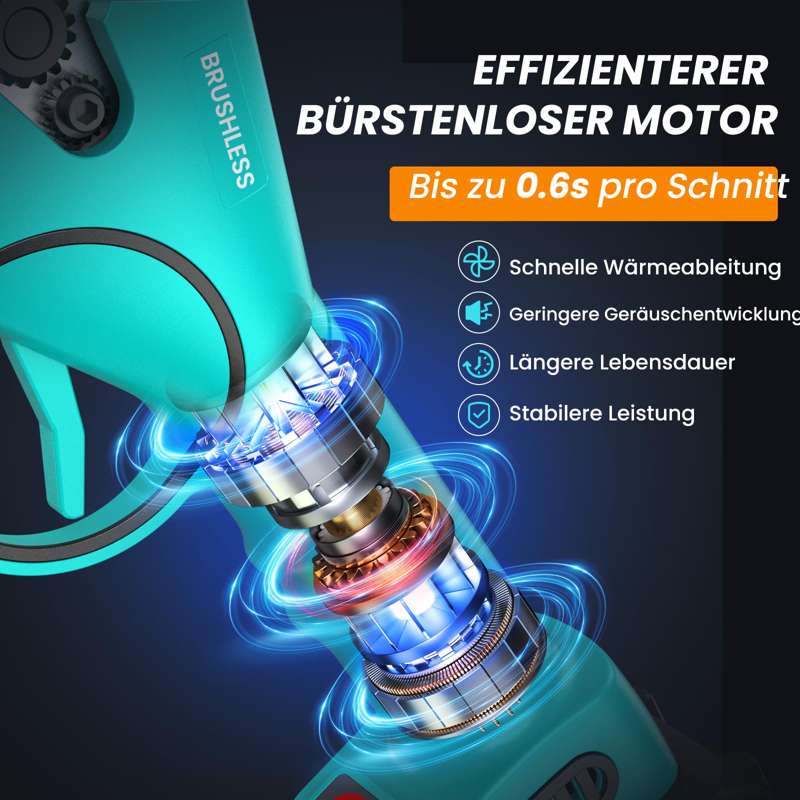 Akku Astschere 33 mm, Elektrische Gartenschere mit Bürstenloser Motor