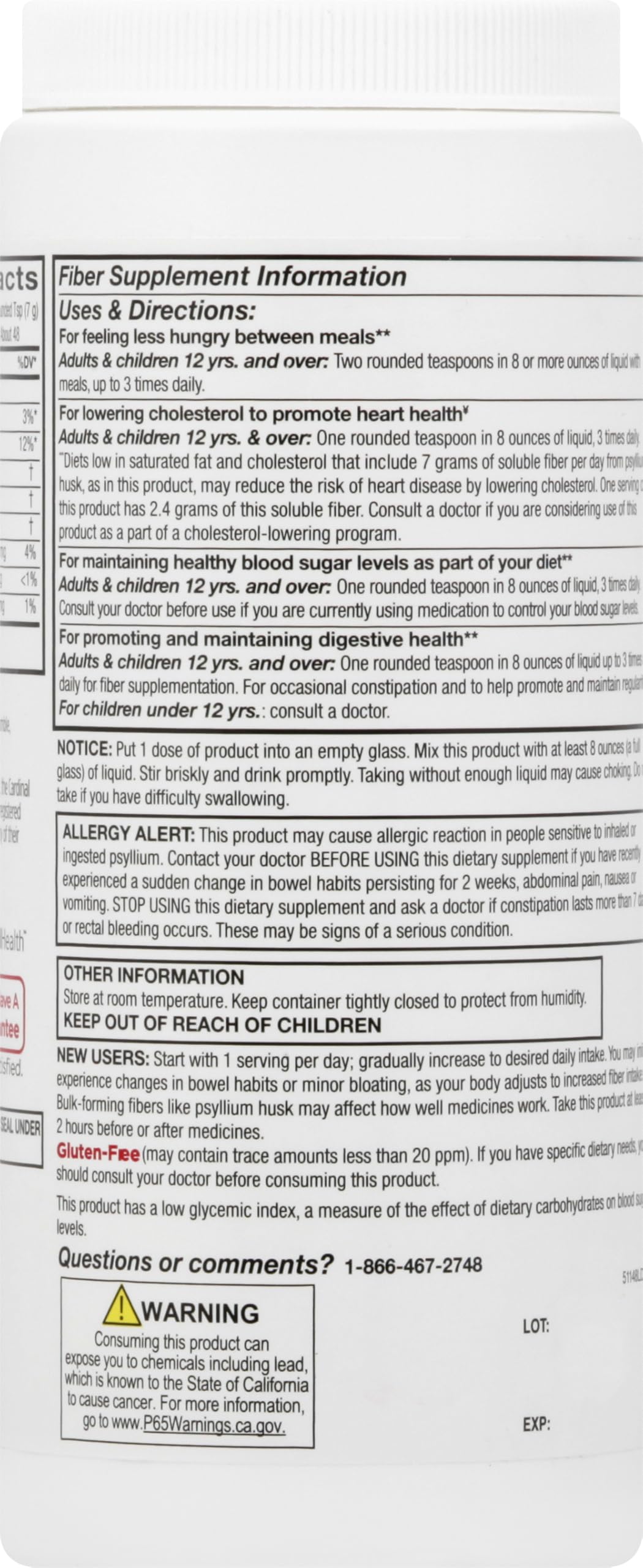 Leader Psyllium Husk Powder Supplement 4-in-1 Fiber for Digestive Health, Plant Based 100% Natural Psyllium Husk Daily Fiber, Gluten Free, Non-GMO, Compare to Meta-mucil Multihealth (13 OZ) — Amazon image 2