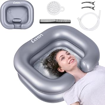 Inflatable Shampoo Basin - Portable Shampoo Bowl, Hair Washing Basin for Bedridden, Disabled,Injured, Hair Wash Tub for Dreadlocks and at Home Sink Washing
