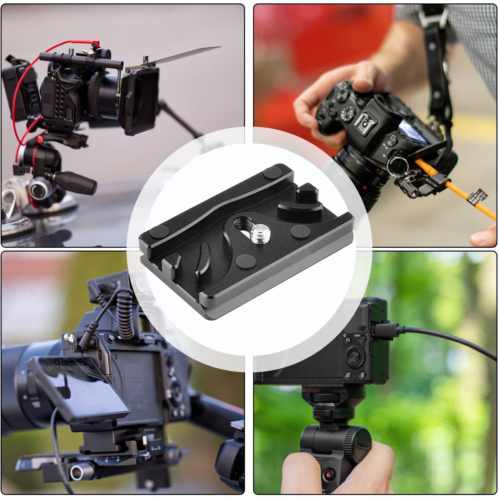 Camera Cable Clamp - Aluminium Alloy Gimbal Quick Release Plate | Secure Tether Data Cable Organizer For DSLR Rig, Live Streaming & Photography Setup