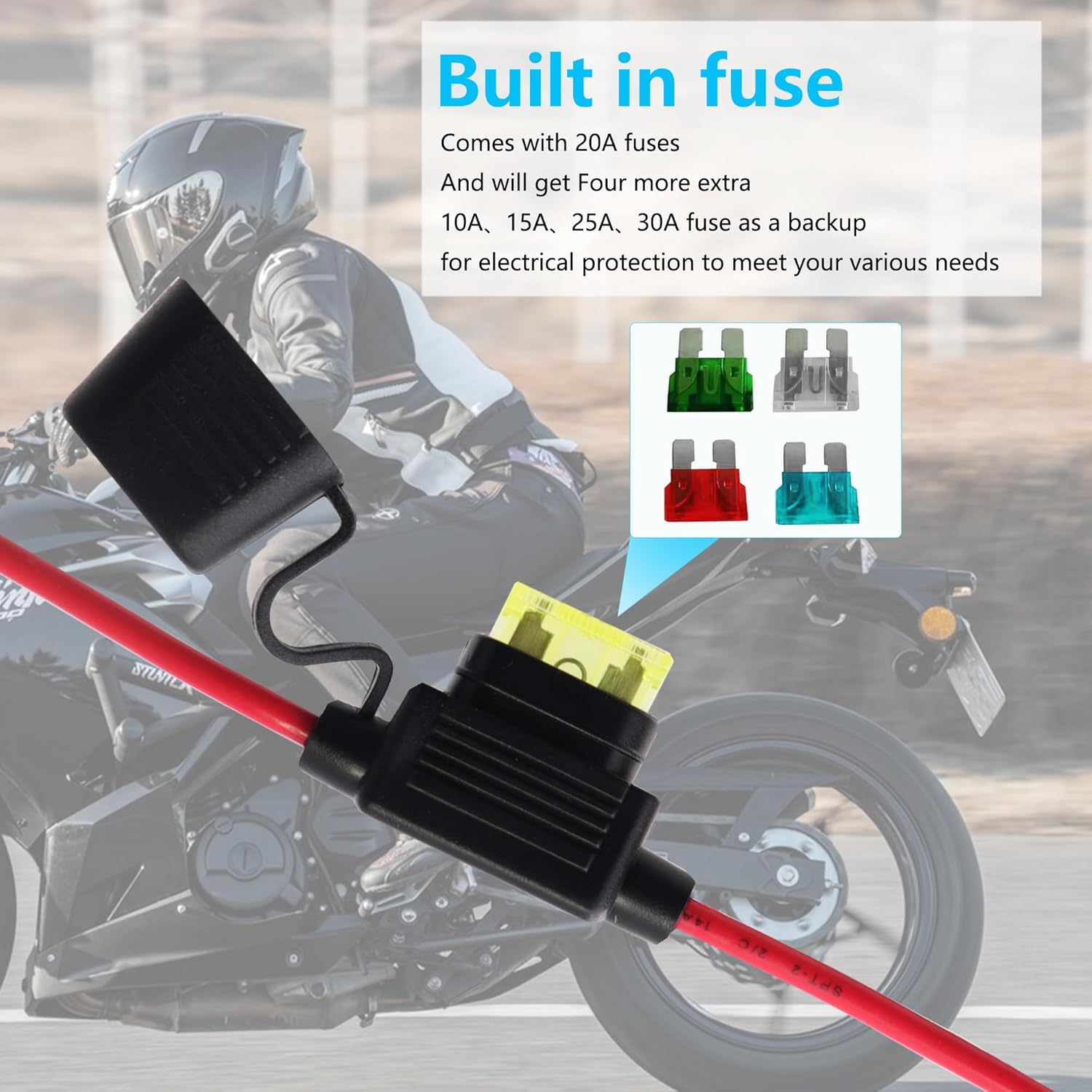 Battery Alligator Clip to Solar Panel Connector Cable with Switch and 20A Fuse,14AWG 12V-24V Battery Alligator Clips to Male & Female Solar Connectors Cable,for Car,Inverter,3M