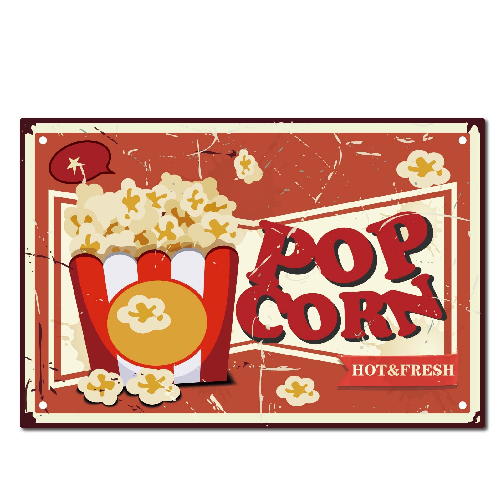 SUPERDANT Popcorn Metallschild – Vintage Blechschild 26x24,4 Cm Für Wanddekoration