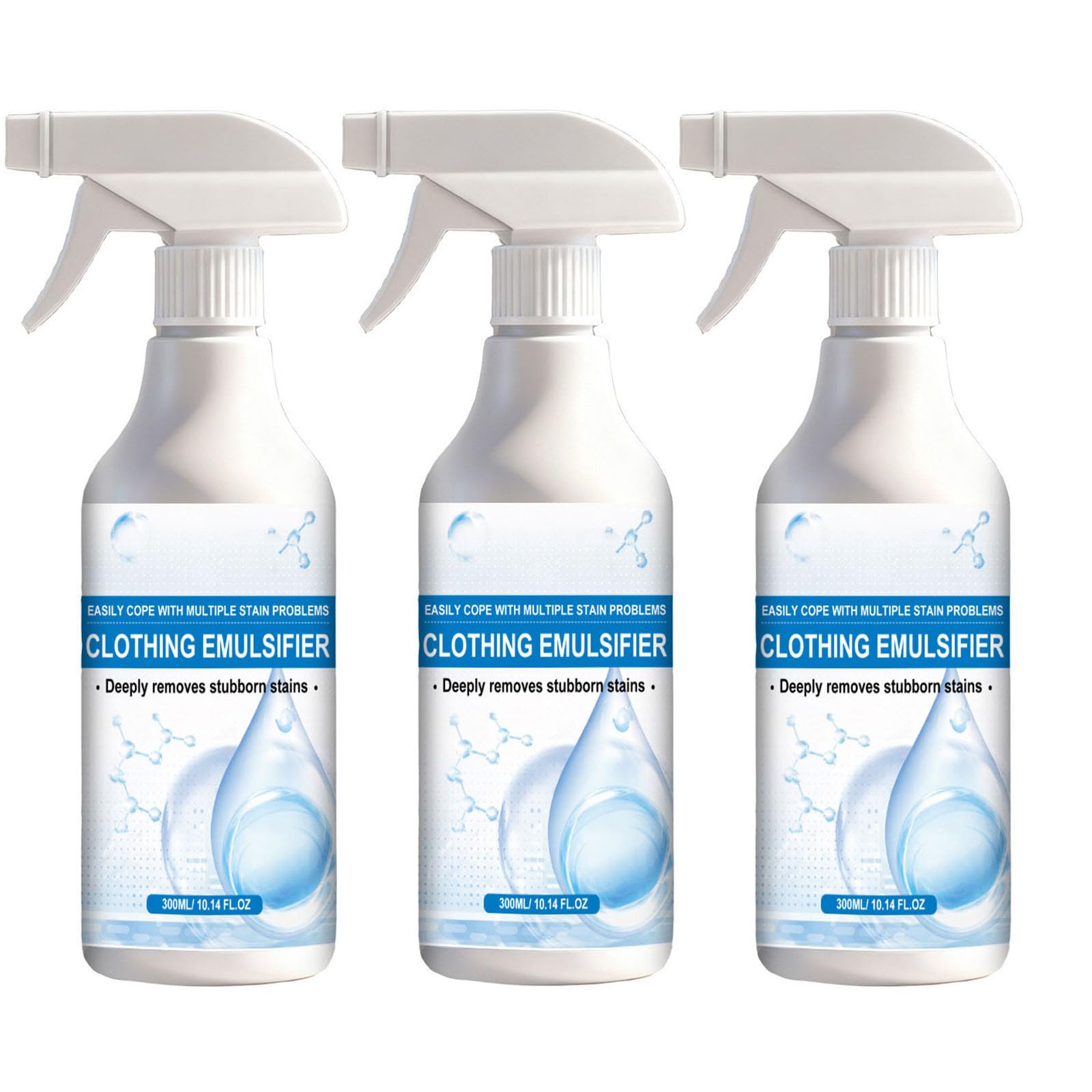 Fleckenentferner Kleidung, Emulgator Fleckenentferner Spray, Nichtionischer Emulgator Für Kleidung, Entfärber Für Weiße Wäsche, Entfernt Effektiv Fett, Make-Up Und Alle Hartnäckigen Flecken (3Pcs)