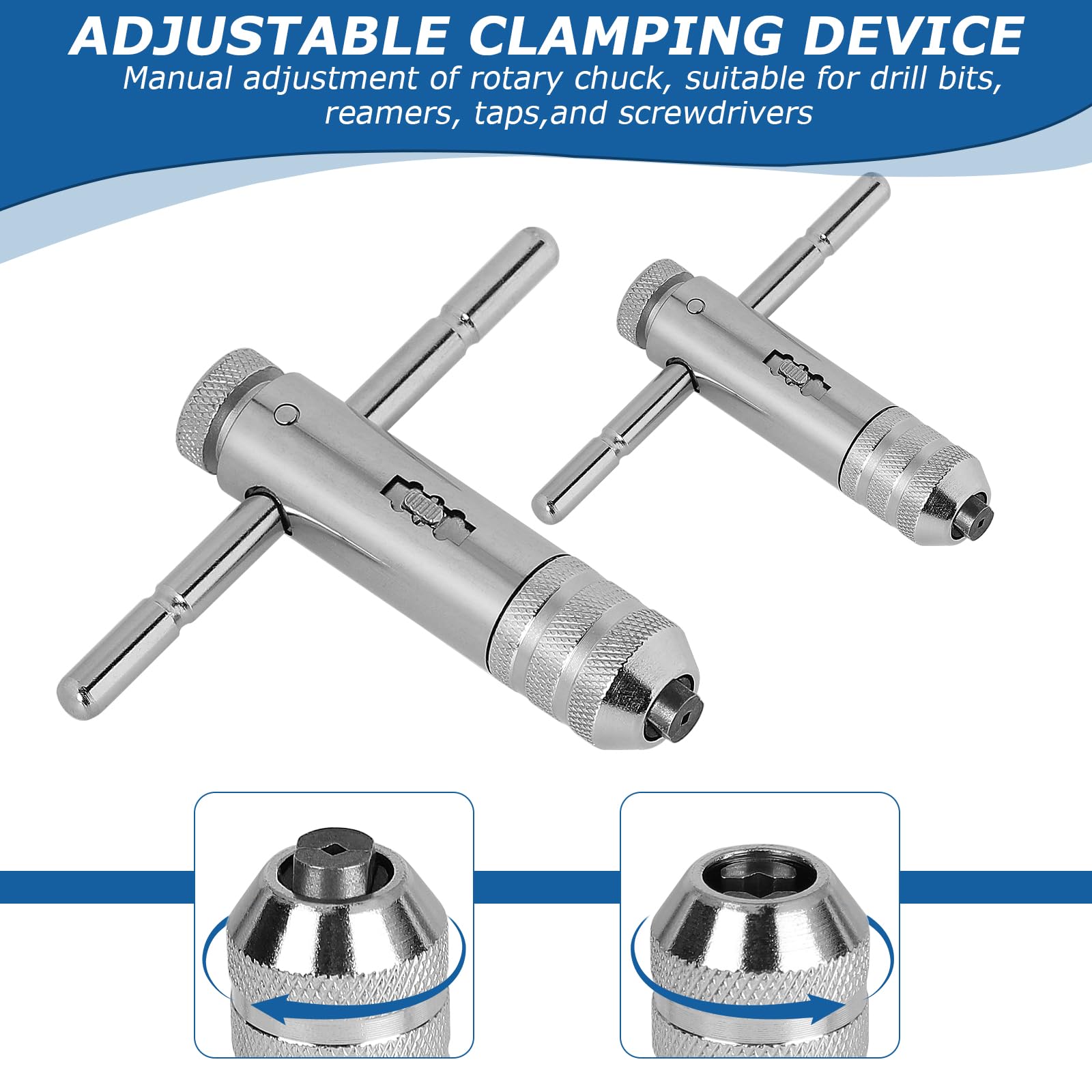 Giramaschio a Cricchetto Regolabile Set Maschi per Filettare HSS Titanio Rivestito M3-M8 M5-M12