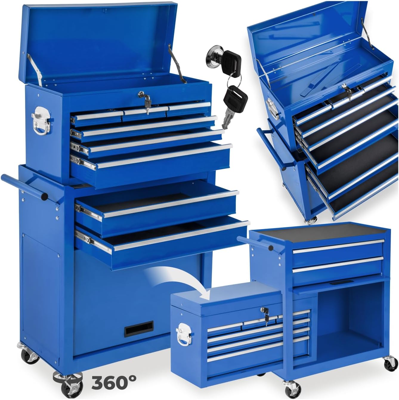 tectake chariot d'atelier metallique 10 compartiments