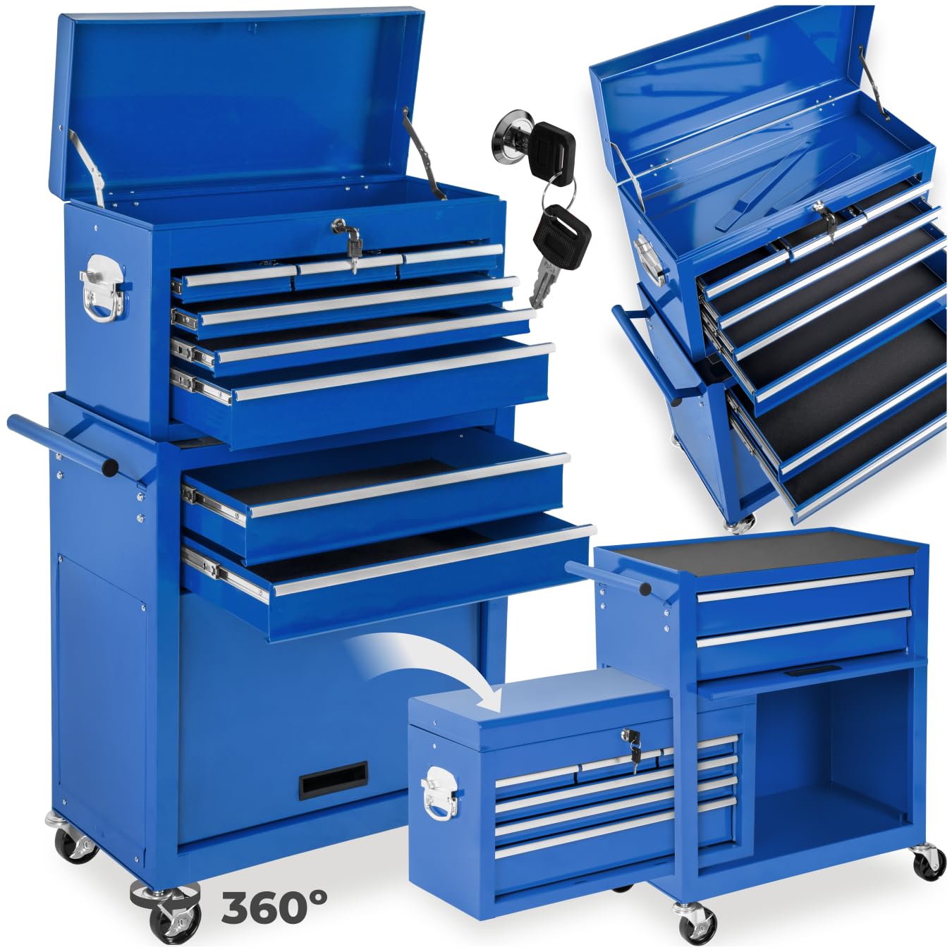 Roll Werkzeugablage Wagen, Mobile Werkbank mit Magnetstreifen Halter, Höhenverstellbarer Tattoo Trolley aus Metall, Vielseitiger Arbeitstisch Werkzeug Organizer für Salon, Werkstatt und Garage