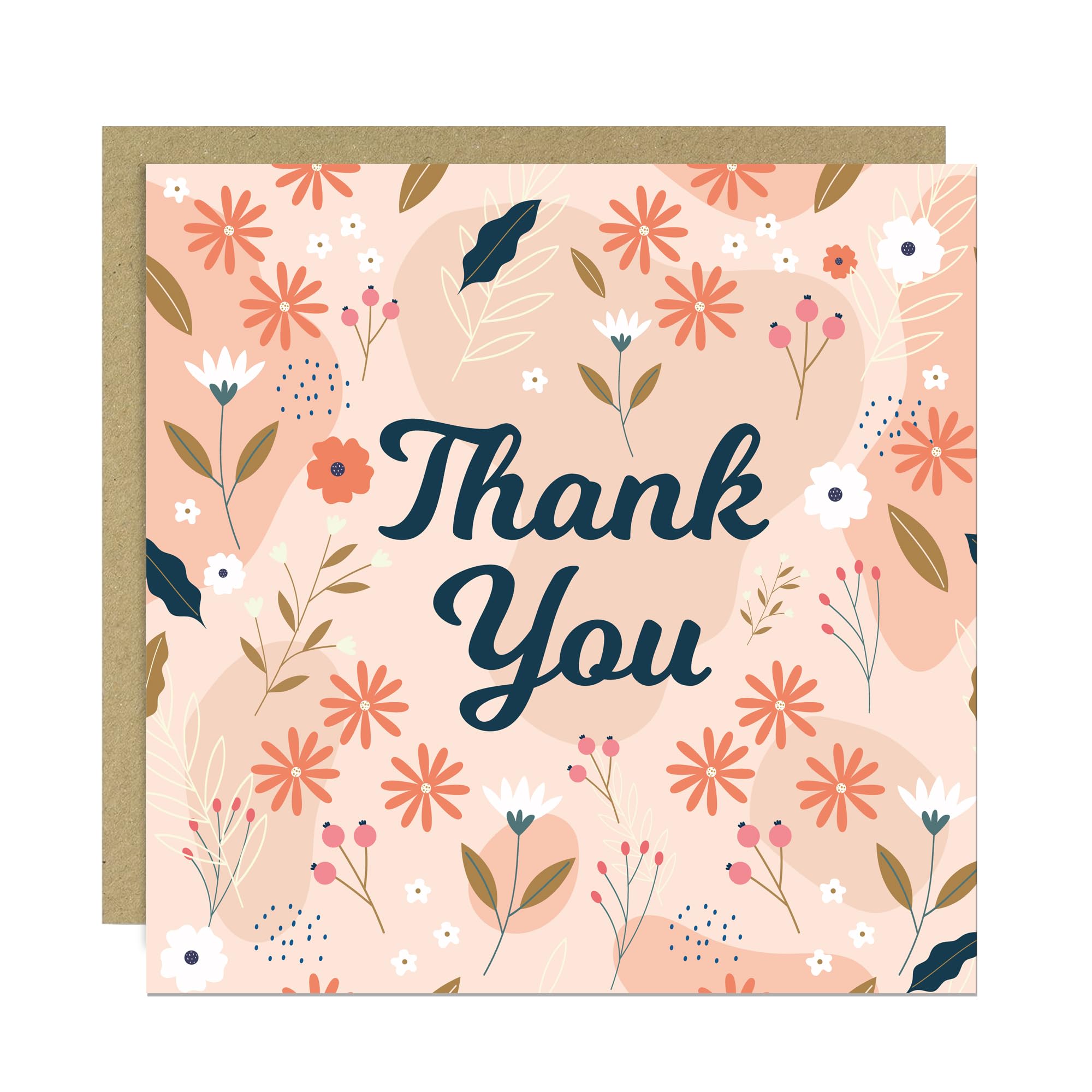 RED OCEAN Floral Thank You Card with Envelope Appreciation Cards For Weddings Business Customer Appreciation Teachers Nurses Volunteers Colleagues (Pink Floral)