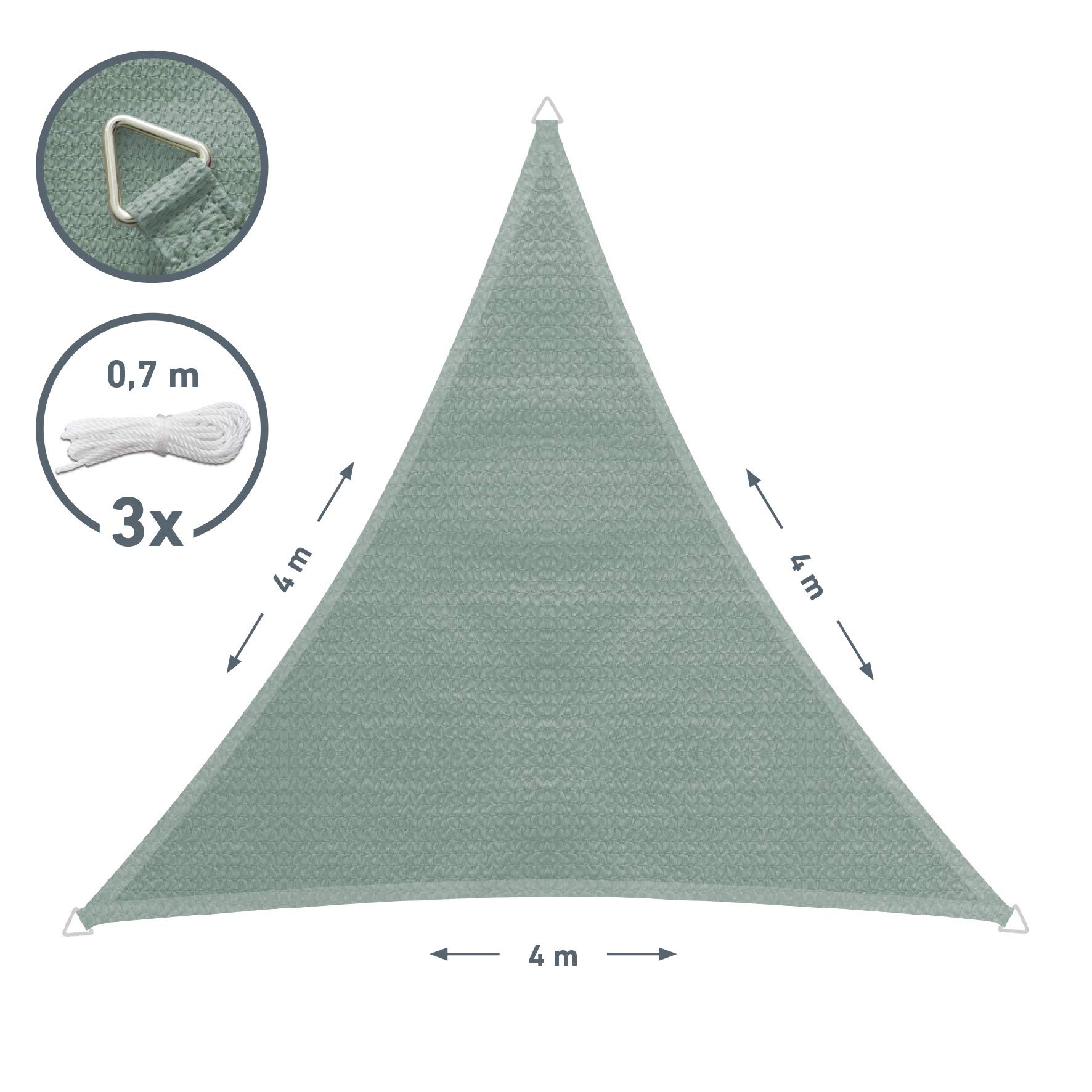 Windhager Tenda Parasole Capri Triangolare, 4 x 4 m, Protezione Solare per Giardino e terrazza, Resistente ai Raggi UV e alle intemperie, Oliva, 10765