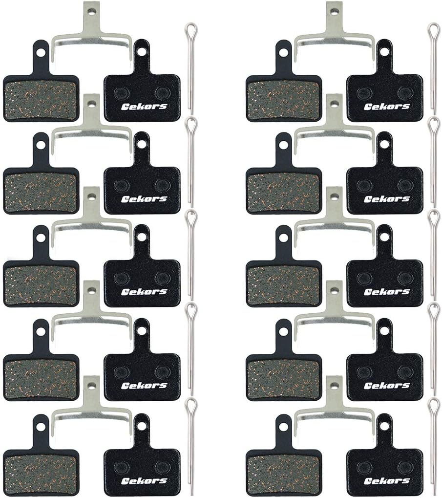 Quiet Semi-Metallic Bicycle Brake Pads - Compatible with Shimano Deore/MT200 & Tektro - Durable, Low Noise, All Weather & Heat Resistant for MTB/Ebike (10 Pairs with Split Pins)