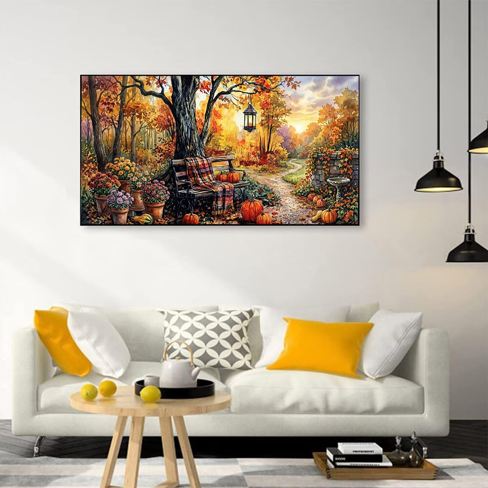 Herbst Diamond Painting Erwachsene XXL 50x100cm Diamant Painting Bilder Landschaft, 5D Vollbohrer Diamond Art Basteln Set Kinder Mädchen, DIY Stickerei Malerei Kristall Strass für Zuhause Deko C6-146