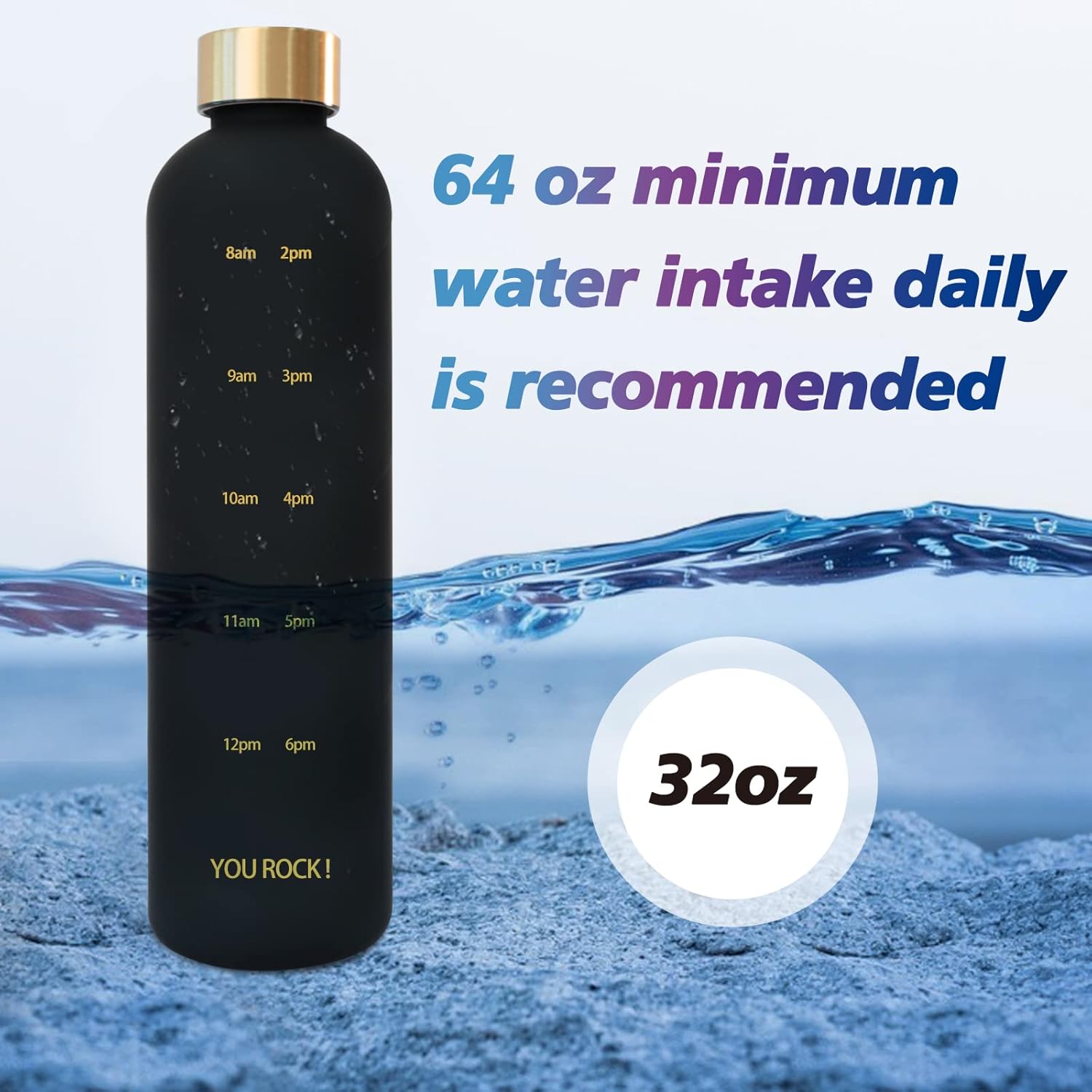 32oz Water Bottles with Times to Drink, Motivational Water Bottle with Time Marker, BPA Free Reusable Water Bottle with Hydrating Reminder for Gym Fitness Workout Travel - Image 4