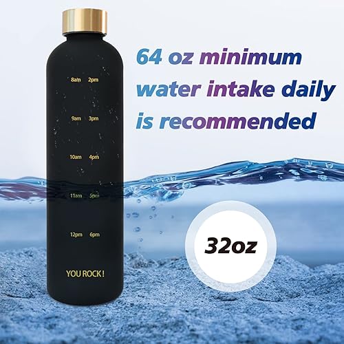 Miniatura 4 de ZAKVOP Botellas de agua de 32 onzas con tiempos para beber con correa botella de agua motivacional con marcador de tiempo botella de agua
