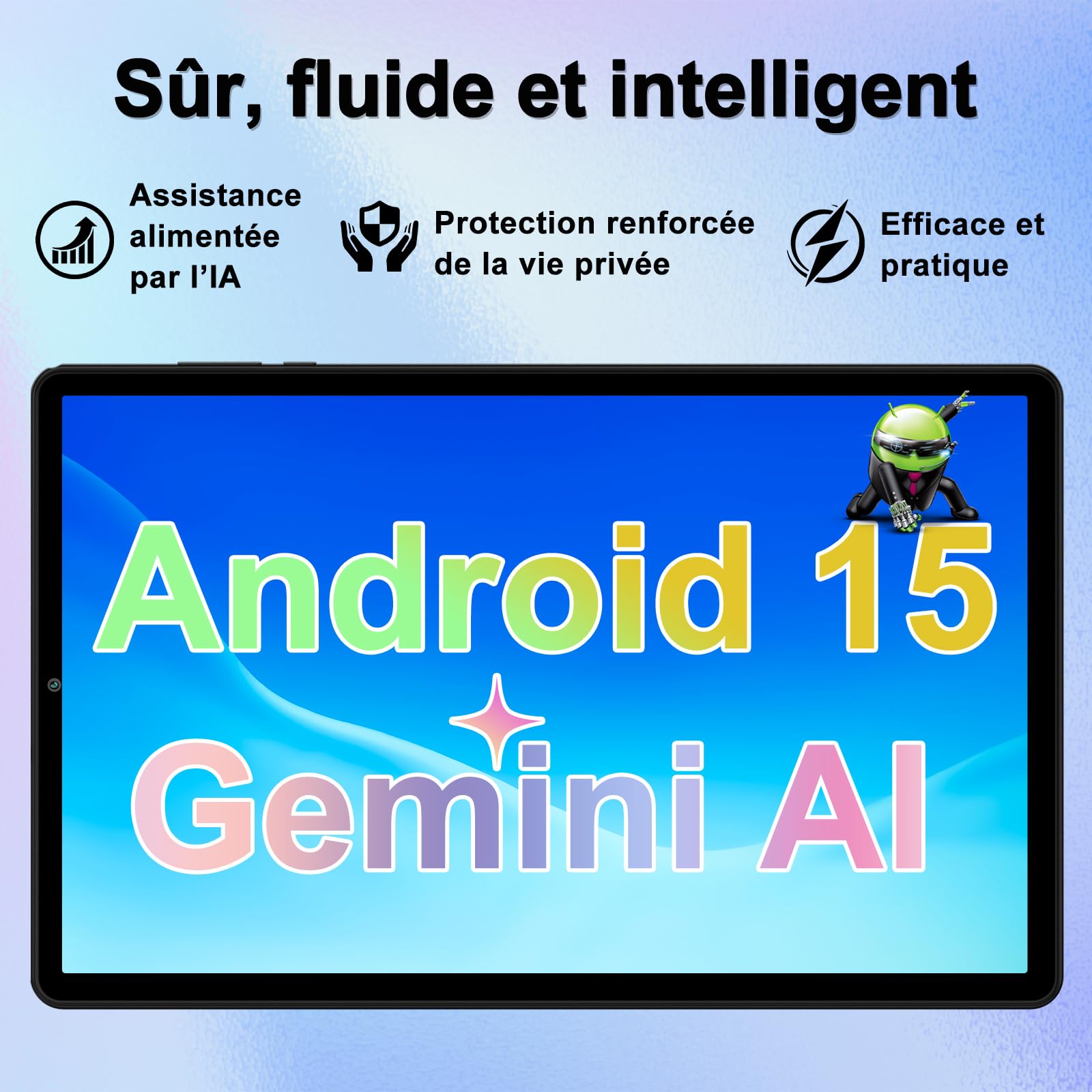 SKYEGG Tablet 10 Pollici Android 15 con Gemini AI, 30GB RAM + Espandibile 2TB ROM, Octa-Core, Widevine L1, WiFi 5G, BT5.0, Fotocamere 8MP/5MP, 6000mAh, con Tastiera, Mouse e Custodia – Nero Scuro