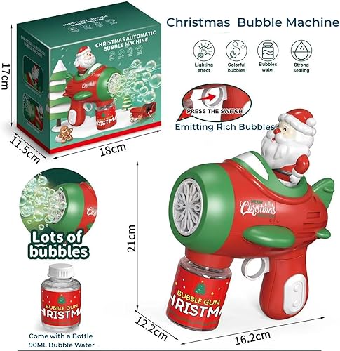Miniatura 6 de Pistolas de burbujas, máquina automática de burbujas de Navidad para niños, más de 7000 burbujas por minuto de luz para niños a partir de 3 años,